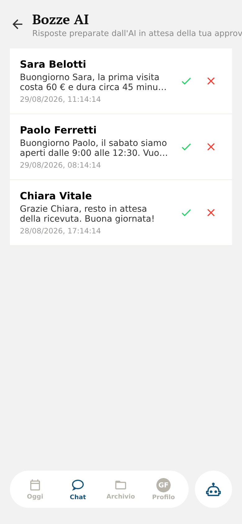 Le bozze preparate dall'assistente, in attesa di approvazione