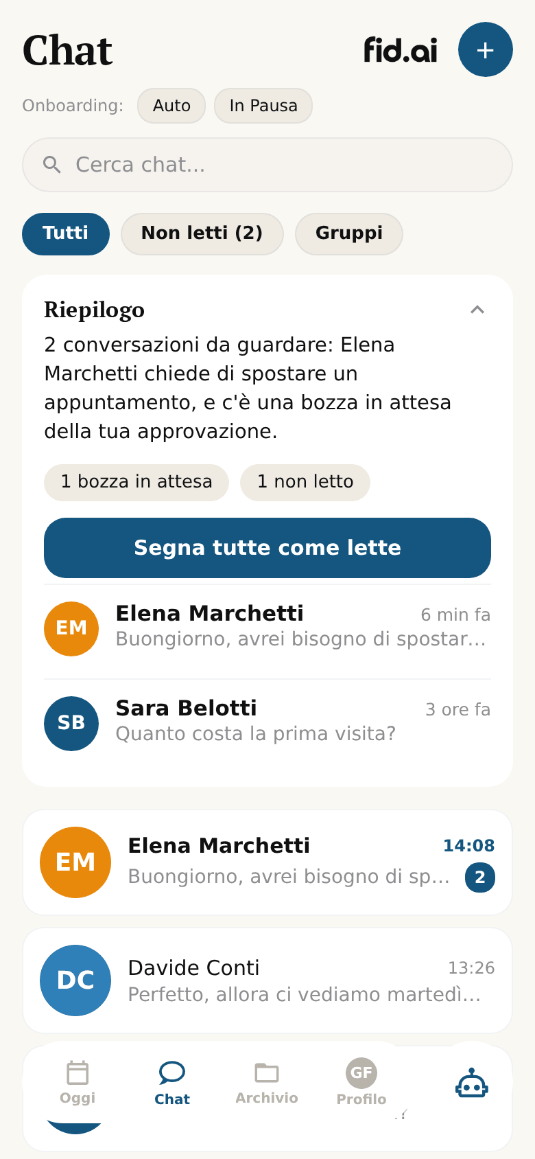 Ricezione messaggi e vocali